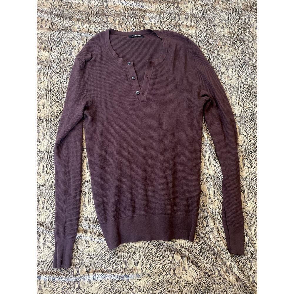 Naadam Burgundy Long Sleeve Waffle Sweater Silk Cashmere Size Medium